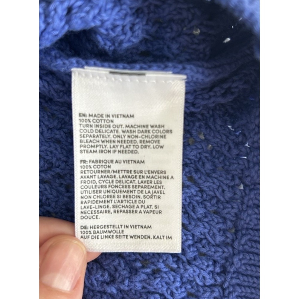 Lands End Women's Cotton Cable Puff Sleeve Crew Neck Sweater Short Sleeve Sz M - Picture 5 of 7